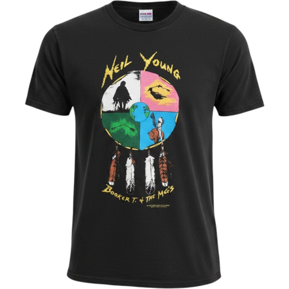 Neil Young Vintage‎ 1993 World Tour Graphic T-Shirt Black Single Stitch Mens XL